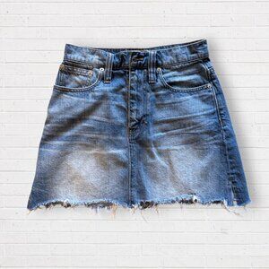 MADEWELL McCarren A-Line Raw Edge Hem G3059 Cotton Denim Jeans Skirt Women's 24